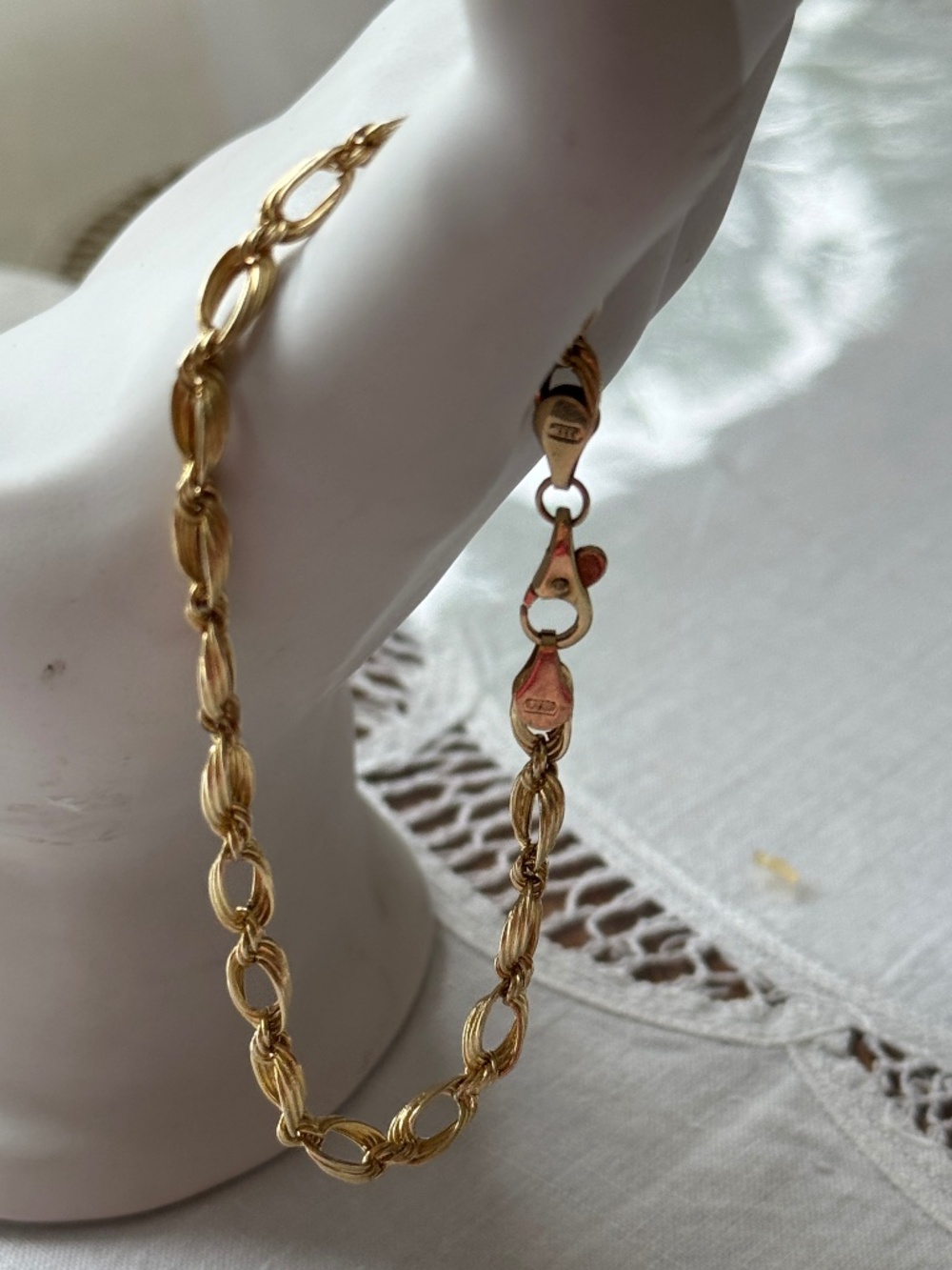 14K Yellow Gold Fancy Link Chain Bracelet